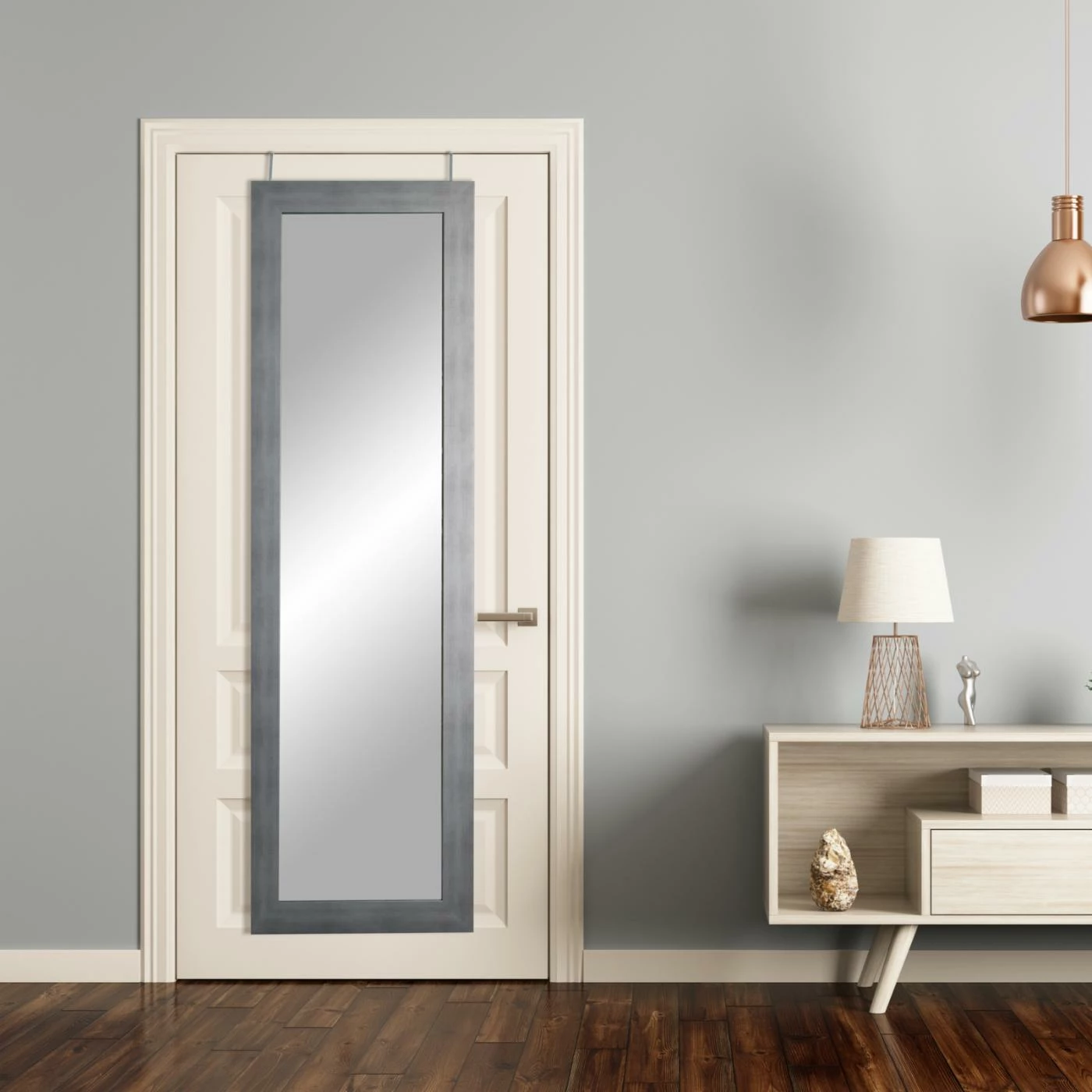 Budget ๐ Floor & Leaning BrandtWorks Cool Muted Silver Over The Door Full Length Mirror - 21.5W X 71H In. ๐
