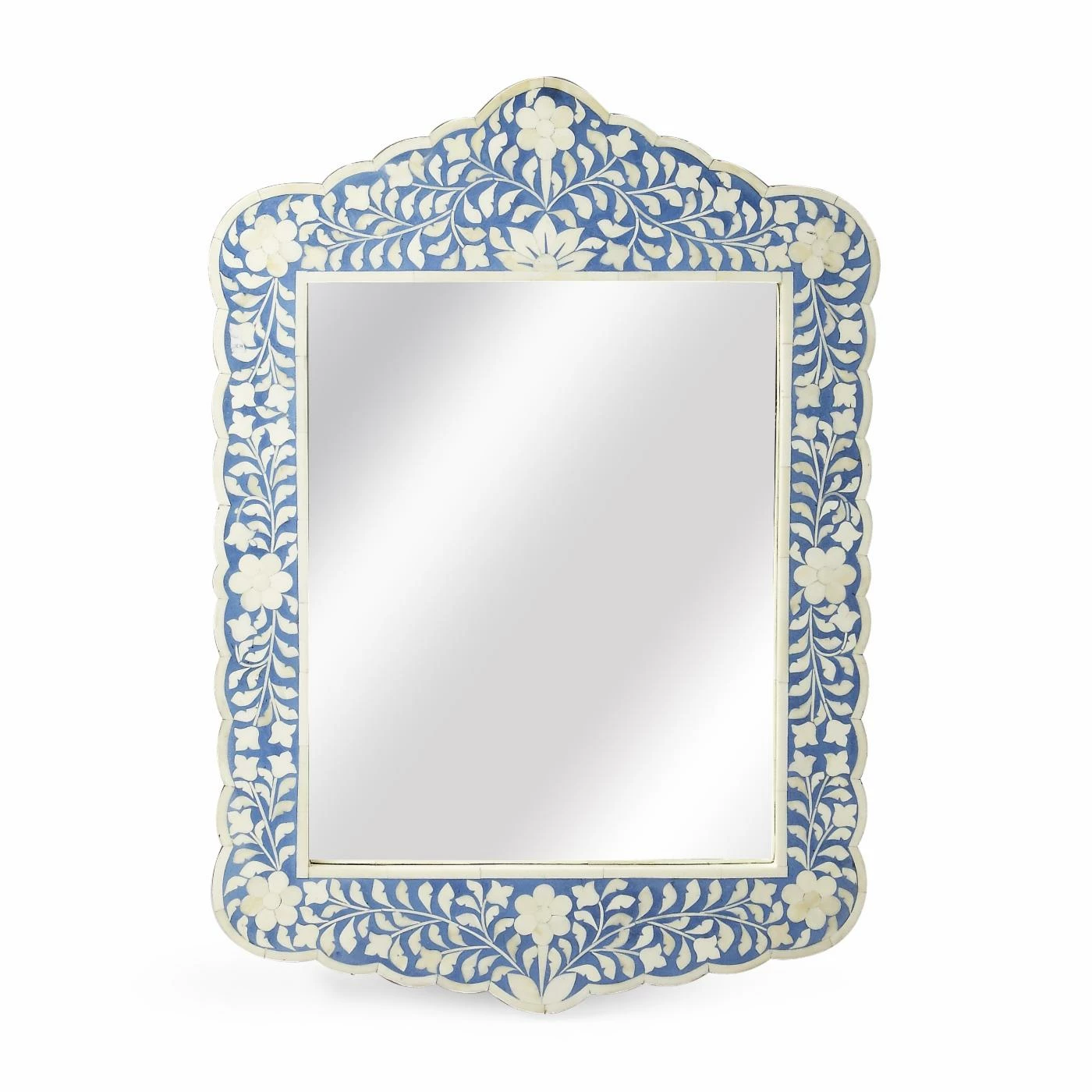 New β Butler Specialty Butler Small Floral Bone Inlay Wall Mirror π