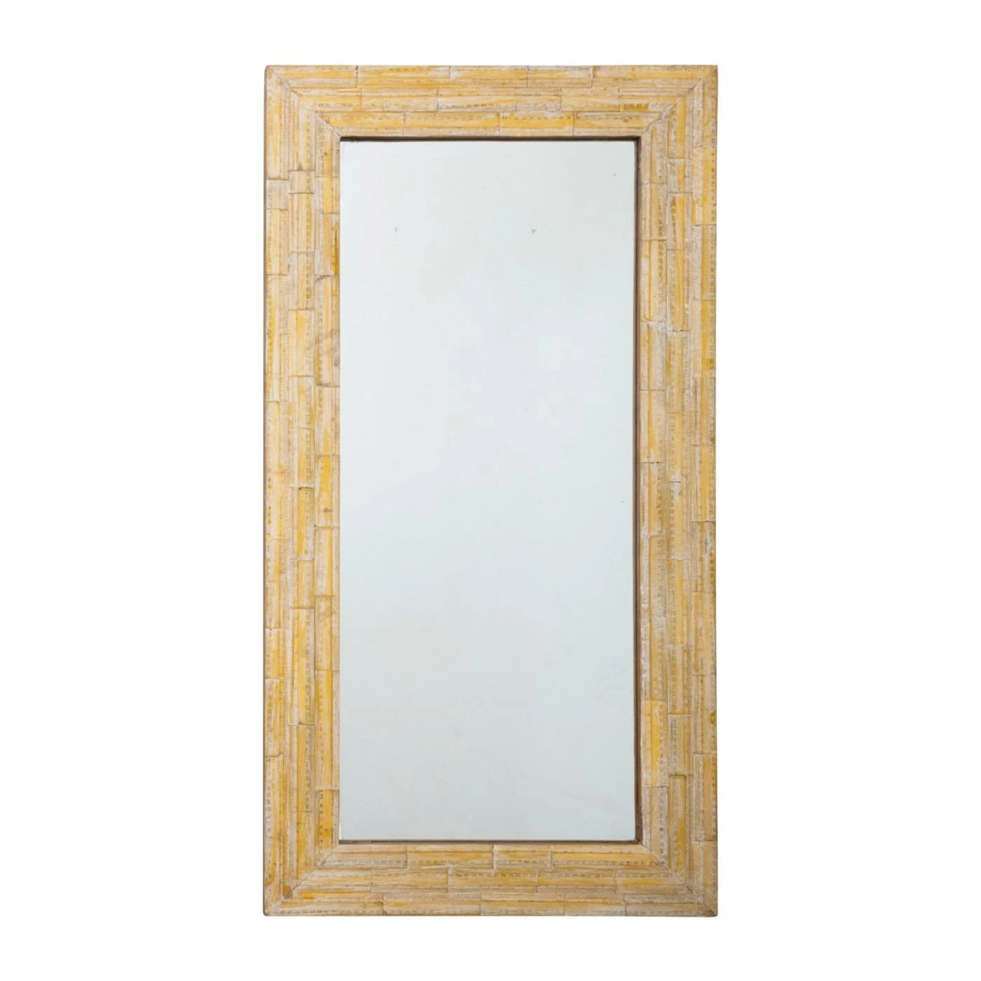 Cheapest 𧨠Creative Co-Op Found Wood Ruler Framed Wall Mirror - 24W X 48H In. π
