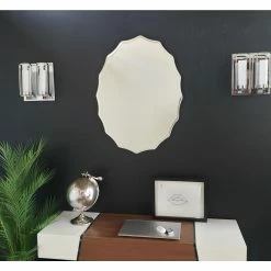 Best reviews of π Frameless Mirrors Decor Wonderland Oval Ridge Frameless Bathroom Mirror With Dual Mounting Brackets 23.6 X 31.5 In. π