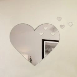 Promo 😀 Fab Glass And Mirror Frameless Heart Shape With 3 Cropped Hearts Wall Mirror - 20W X 30H In. 🎉