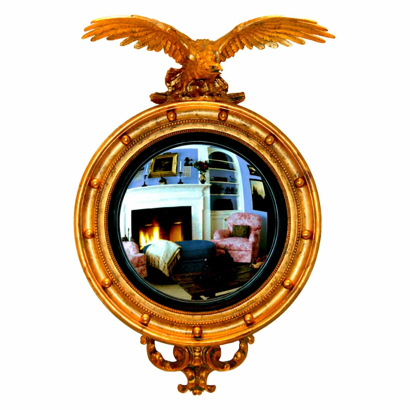 Outlet ๐ Wall Hickory Manor House Carved Eagle Convex Mirror - 22.5W X 37H In. ๐
