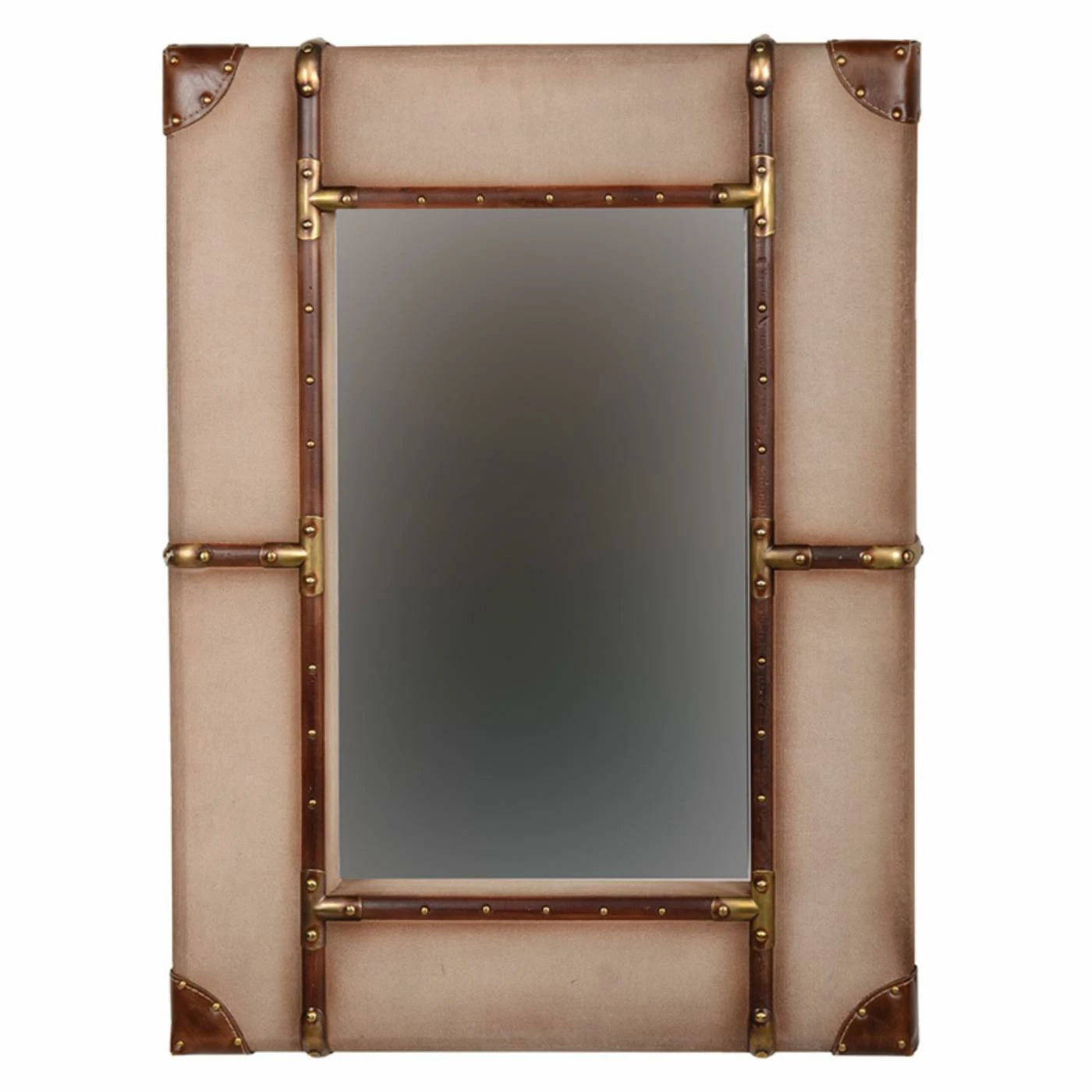 Discount π Linon Canvas Wrapped Aluminum Frame Wall Mirror - Beige π