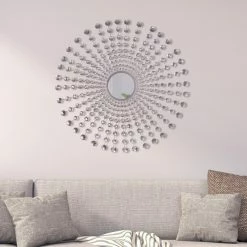 Outlet ๐ฅฐ Wall Nielsen Bainbridge Jeweled Silver Round Starburst Mirror - 36.5W X 36.5H In. ๐