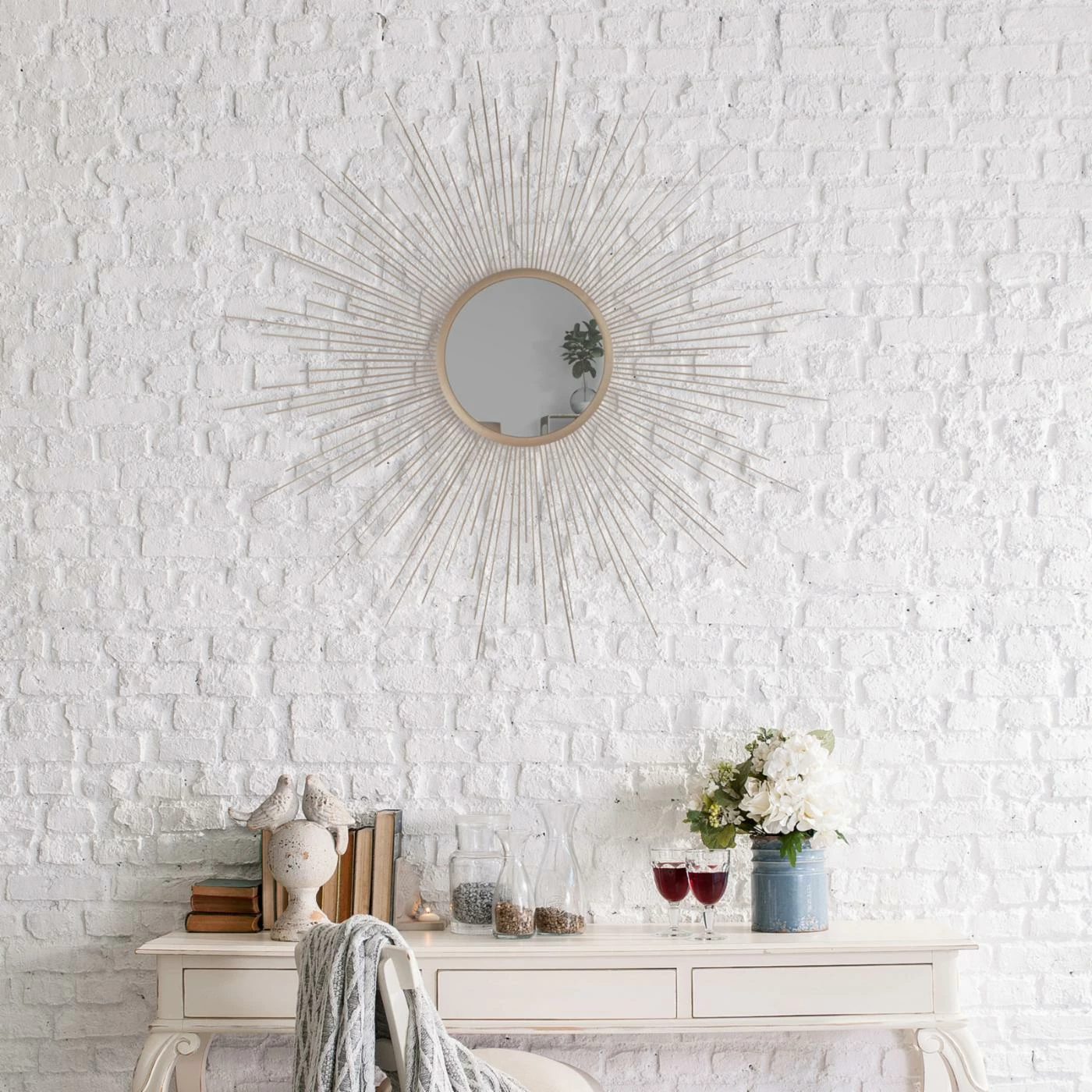 Promo ๐ Wall Nielsen Bainbridge Champagne Rays Sunburst Metal Framed Mirror - 36.5W X 36.5H In. ๐ฅฐ