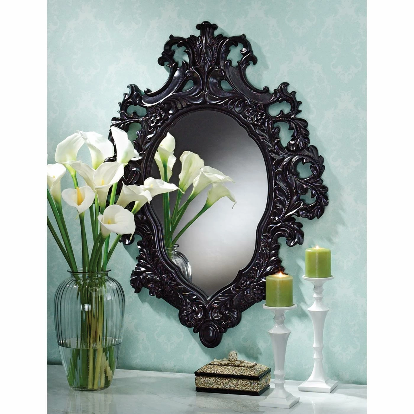 Buy ⌛ Wall Design Toscano Madame Antoinette Ebony Salon Mirror 🔥