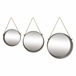 Cheapest π€© Mirror Sets DecMode Round Aluminum And Wood Hanging Wall Mirrors - Set Of 3 π