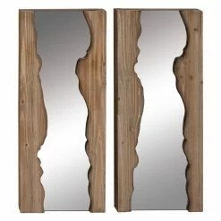 Cheapest π Mirror Sets DecMode Rustic Wooden Wall Mirror - Set Of 2 β¨