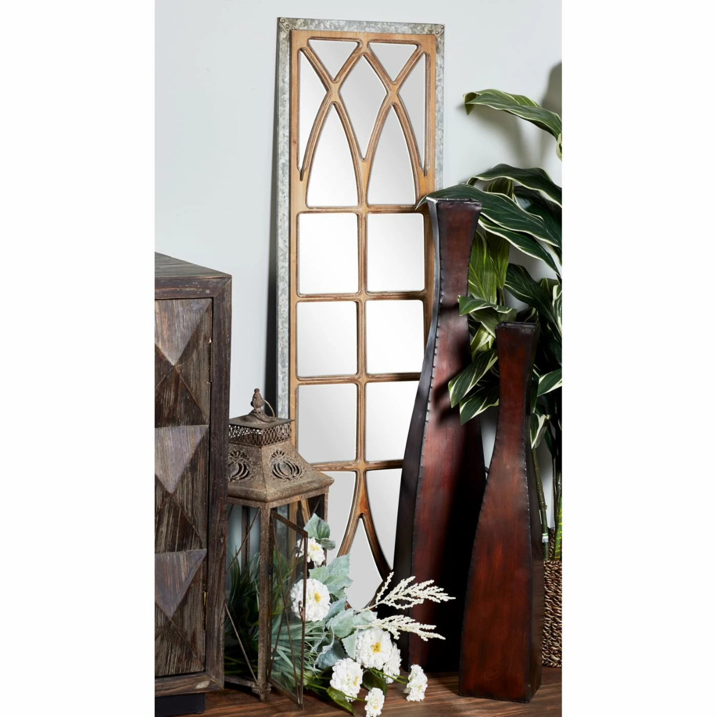 Promo β DecMode Wood Window Inspired Framed Wall Mirror - 15W X 52H In. π