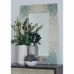 Best Pirce 🛒 DecMode Rectangular Wood Framed Wall Mirror With Shell Inlay - 24W X 36H In. 🎉