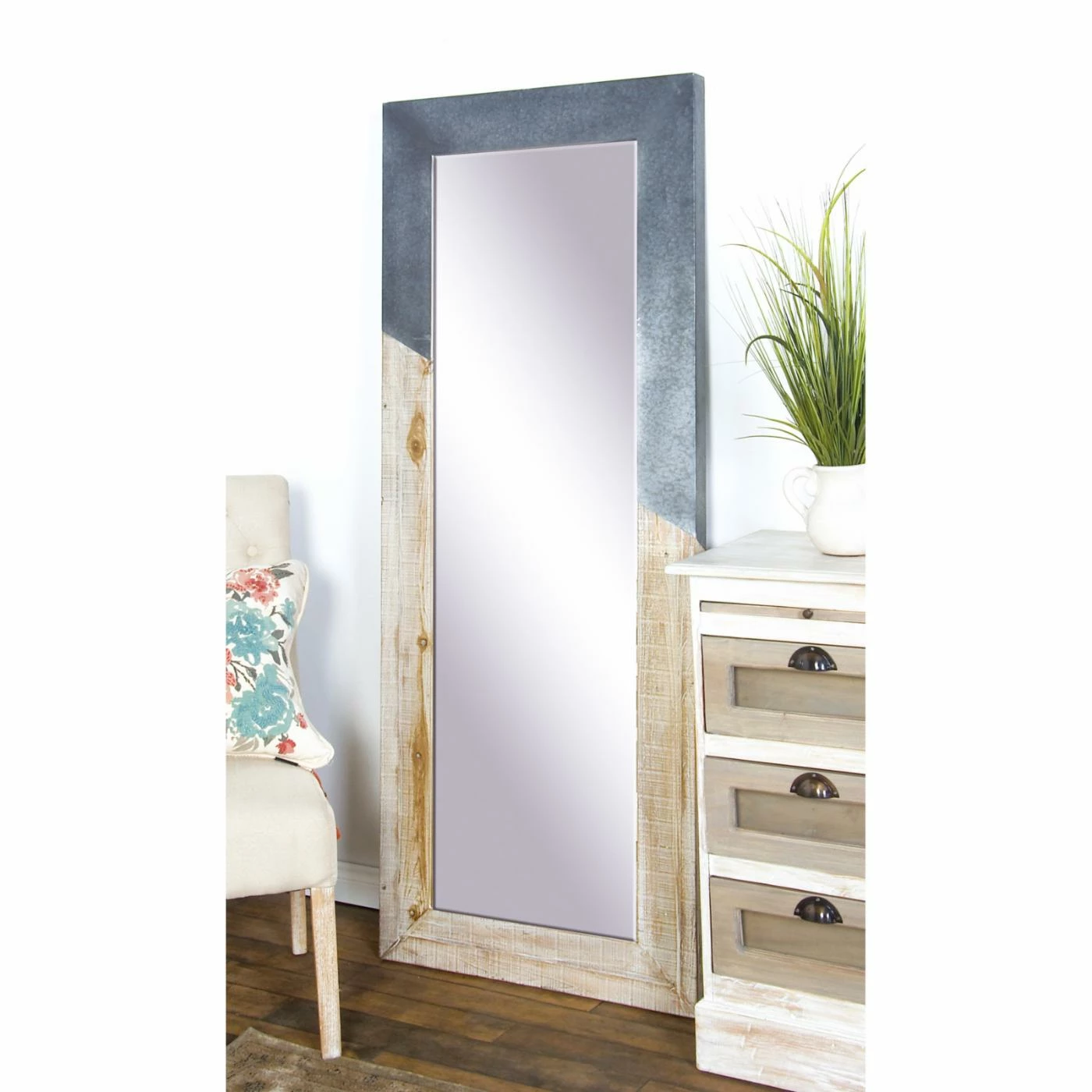 New β DecMode Wood And Iron Rectangular Framed Full Glass Wall Mirror - 28W X 71H In. π₯