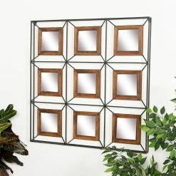 Cheapest 🤩 DecMode Iron And Fir Wood Grid Wall Mirror - 35W X 35H In. ⌛