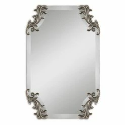 Buy ⭐ Frameless Mirrors Uttermost Andretta Silver Decorative Corners Wall Mirror - 19.25W X 29.25H In. ✔️