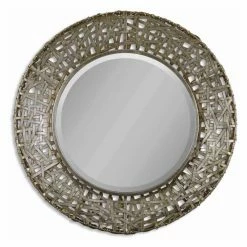 Flash Sale ⌛ Uttermost Alita Woven Metal Strips Wall Mirror - 32 Diam. In. 😉