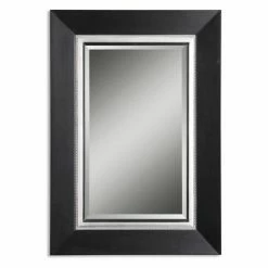 Flash Sale 🧨 Bathroom Vanity Uttermost Whitmore Matte Black & Silver Vanity Wall Mirror - 30W X 40H In. ⌛