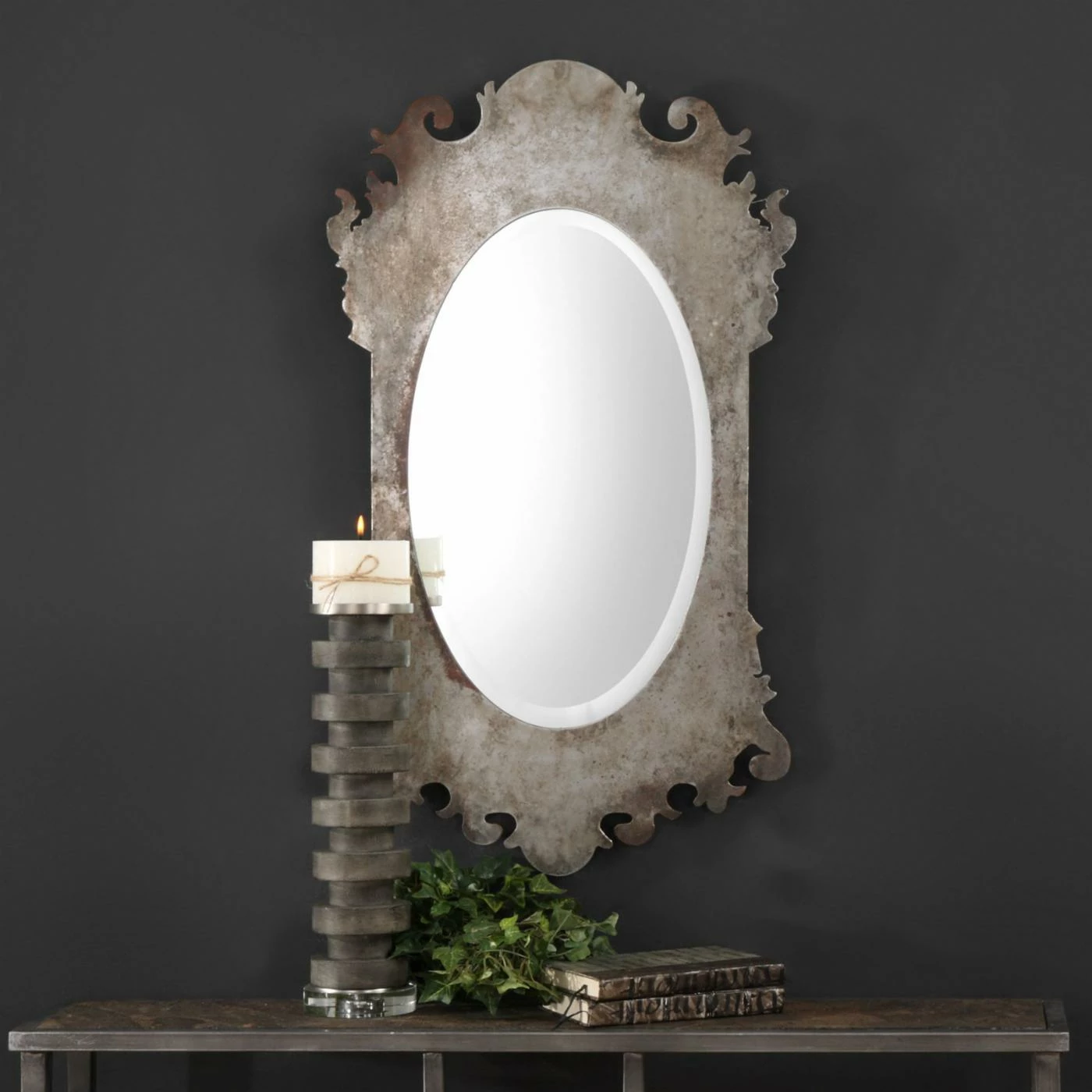Deals π Wall Uttermost Vitravo Oxidized Silver Oval Mirror π