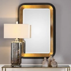 New β Uttermost Niva Metallic Gold Wall Mirror π