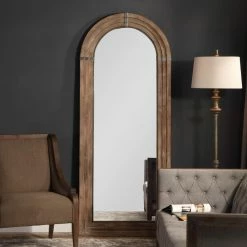 Discount β€οΈ Floor & Leaning Uttermost Vasari Wooden Arch Leaning Floor Mirror - 33.5W X 82H In. π