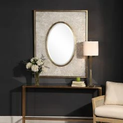 New π Uttermost Gabbriel Aged Oval Wall Mirror - 42W X 54H In. π