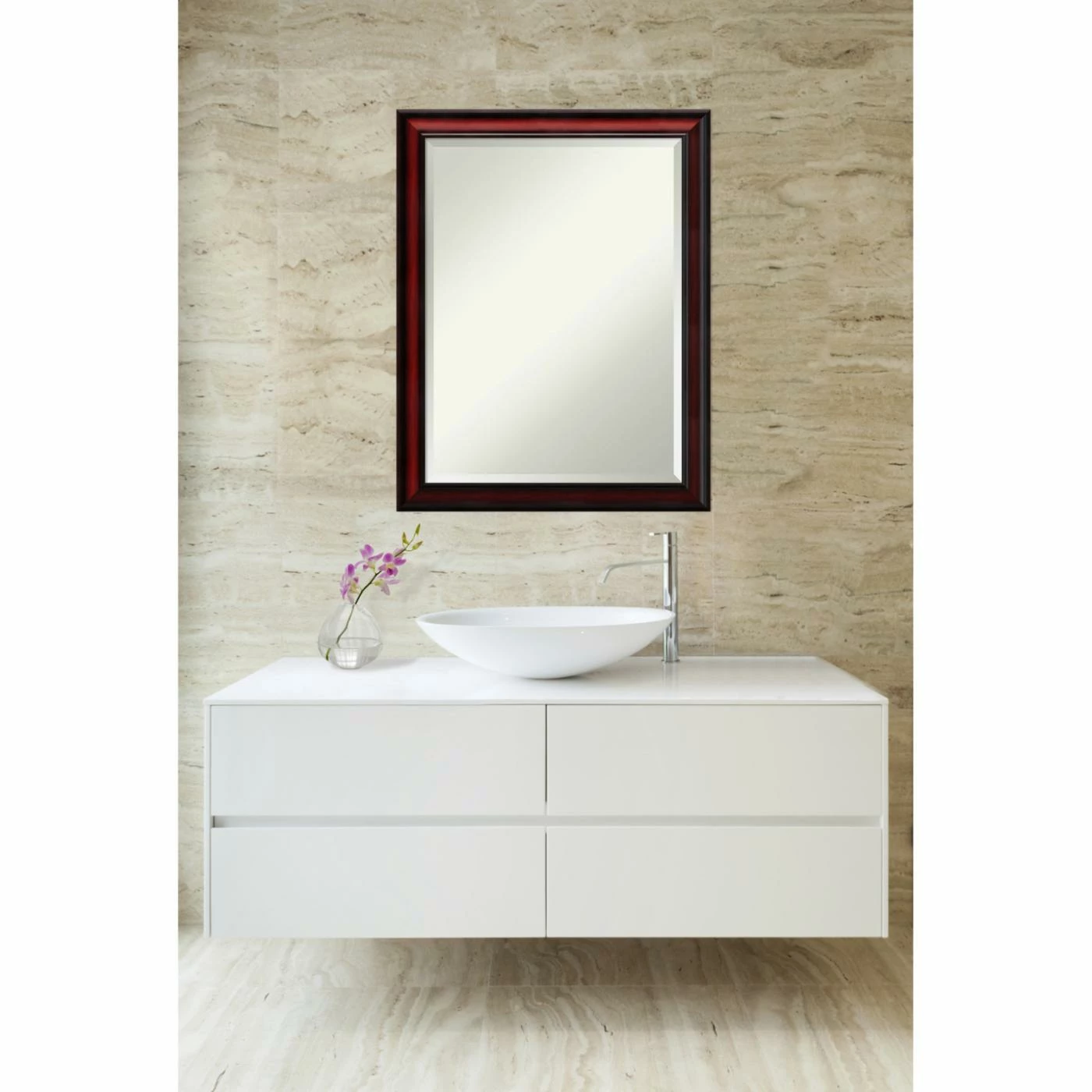 Outlet š Amanti Art Rubino Cherry Scoop Wall Mirror - 21W X 27H In. ⨠- Image 5