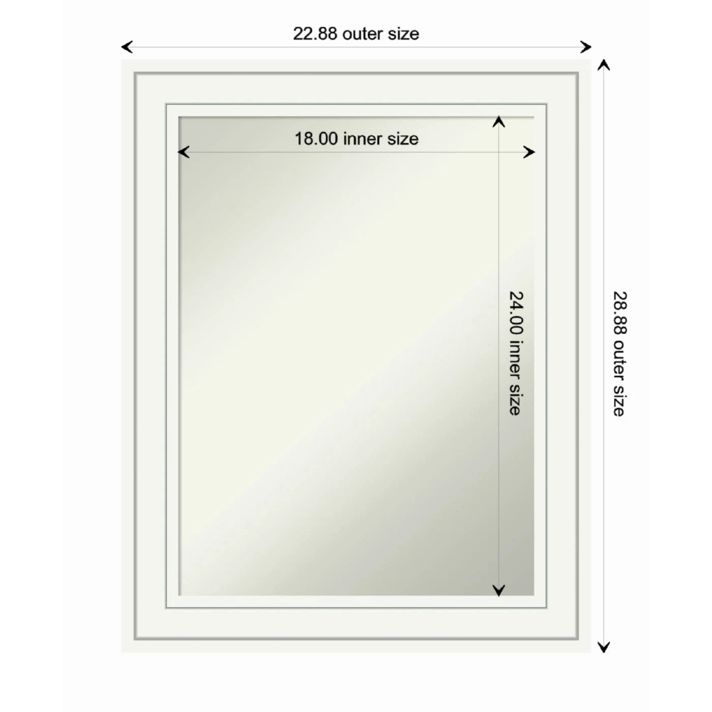 New π Amanti Art Craftsman White Wood Framed Non-Beveled Bathroom Vanity Wall Mirror - 23 X 29 In π - Image 5