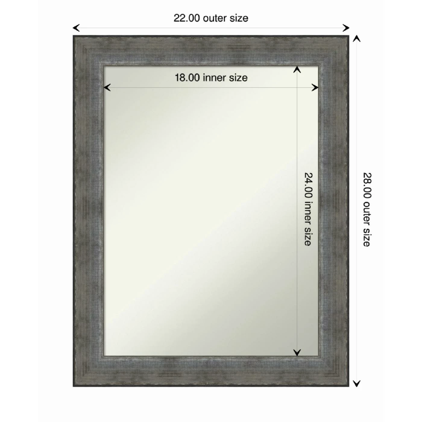 Flash Sale π― Amanti Art Forged Pewter Wood Framed Non-Beveled Bathroom Vanity Wall Mirror - 22 X 28 In π― - Image 5