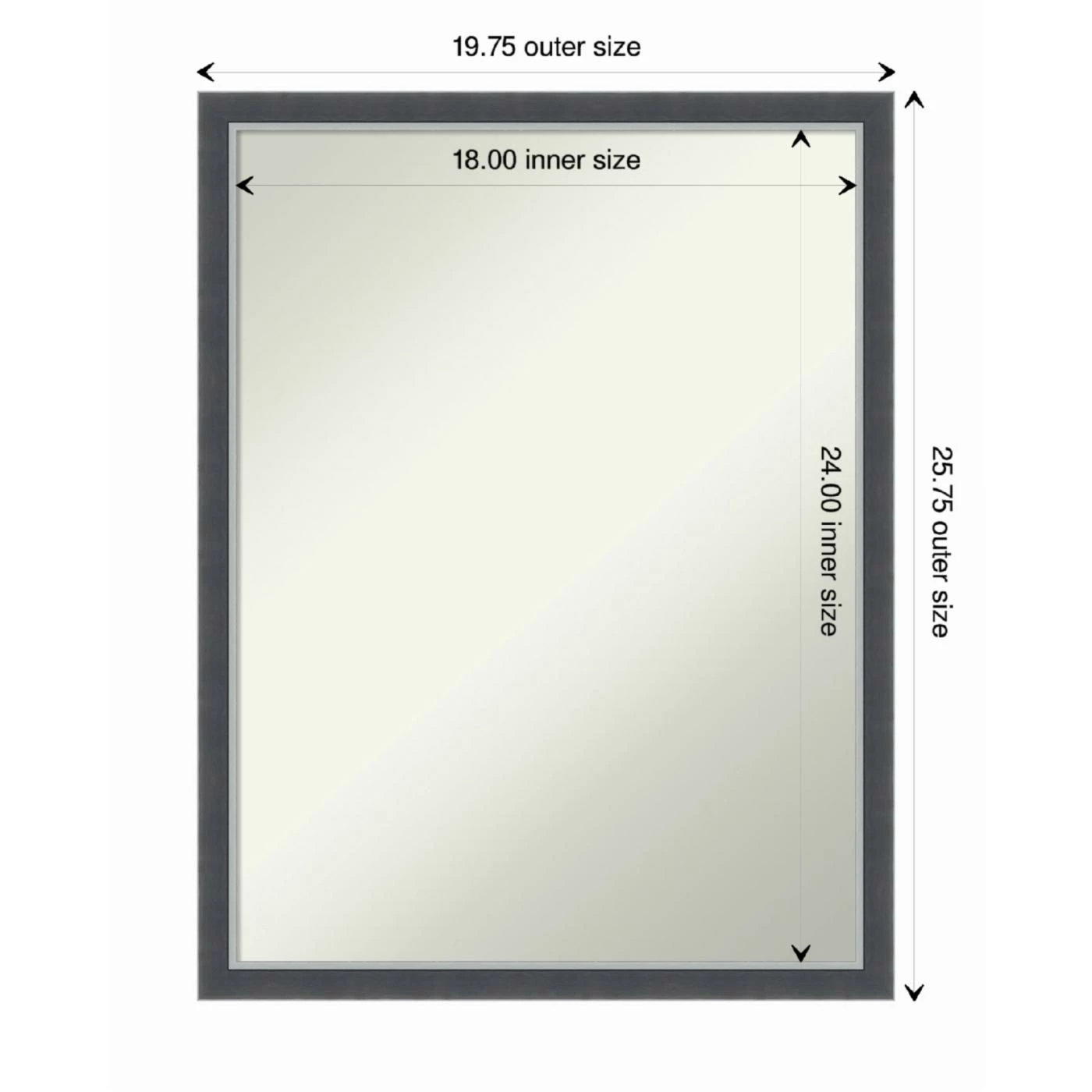 New π€© Amanti Art Eva Black Silver Thin Framed Non-Beveled Bathroom Vanity Wall Mirror - 19.75 X 25.75 In π - Image 5