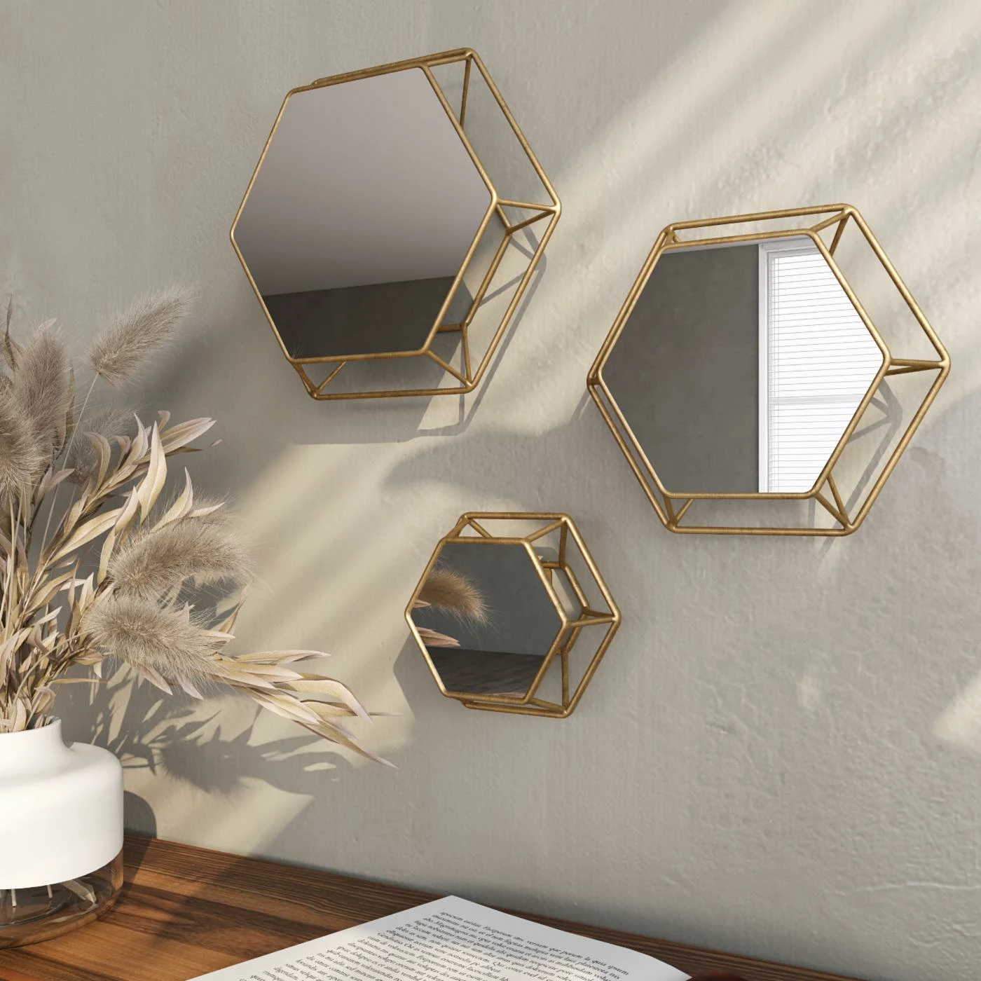Best reviews of β Aspire Home Accents Shanton Hexagonal Wall Mirrors - Set Of 3 π - Image 5