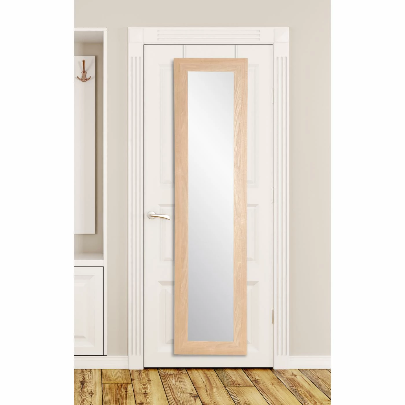 Best Pirce β Wall BrandtWorks Farmhouse Wood Grain Slim Over The Door Mirror - 21.5W X 71H In. 𧨠- Image 5