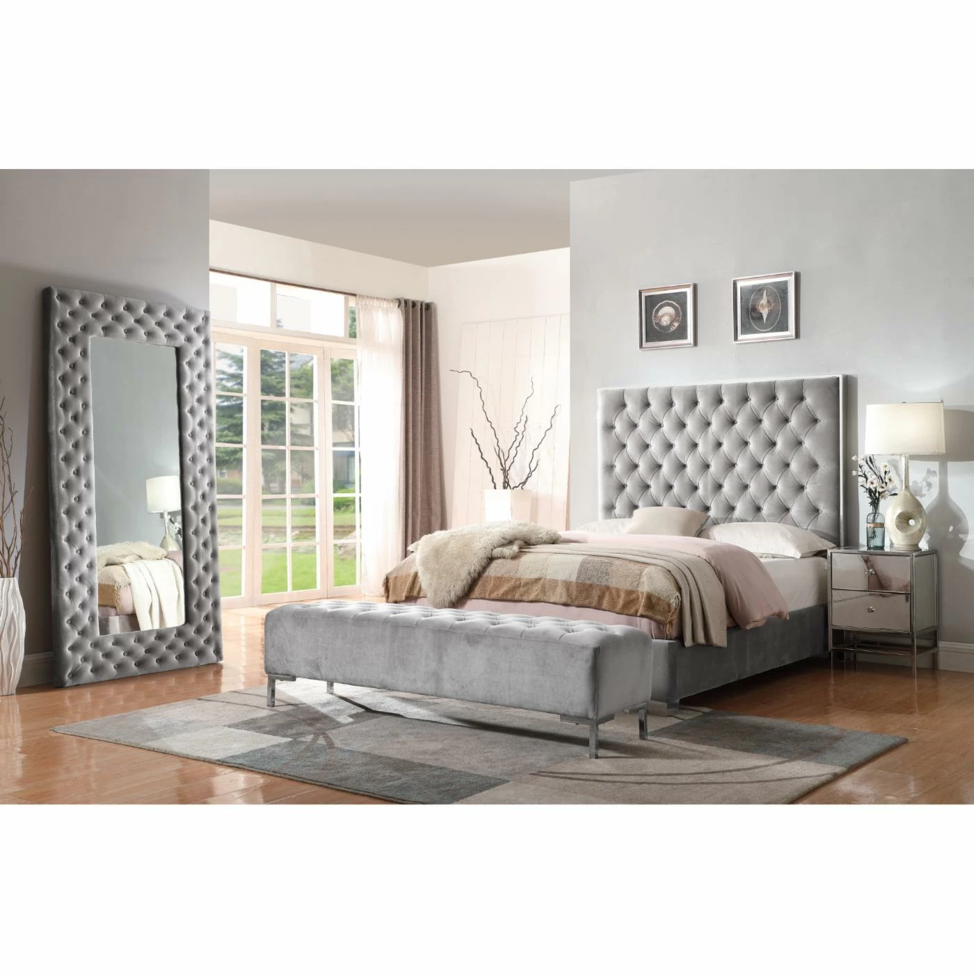 Wholesale βοΈ Wallace & Bay Floor & Leaning Wallace & Bay James Button Tufted Floor Mirror - 39.4W X 78.7H In. βοΈ - Image 5