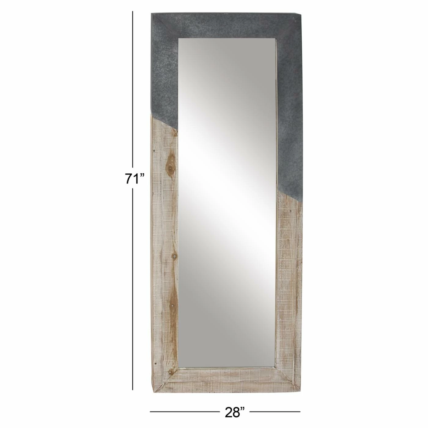 New β DecMode Wood And Iron Rectangular Framed Full Glass Wall Mirror - 28W X 71H In. π₯ - Image 5