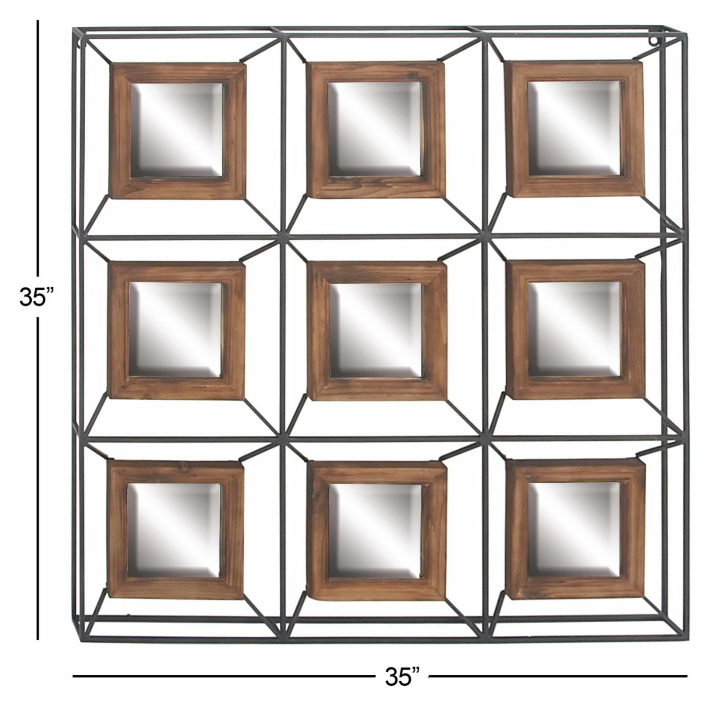 Cheapest π€© DecMode Iron And Fir Wood Grid Wall Mirror - 35W X 35H In. β - Image 5